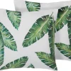 Conjunto De Almofadas Decorativas Com Padrao De Folhas 45 X 45 Cm Verde Escuro Dianella