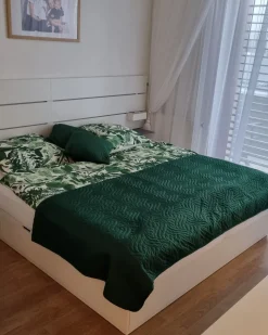 Conjunto De Capa De Edredao Em Algodao Acetinado Verde E Branco 155 X 220 Cm Greenwood