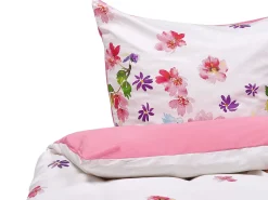 Conjunto De Capa De Edredao Em Algodao Acetinado Branco E Rosa 155 X 220 Cm Larynhill