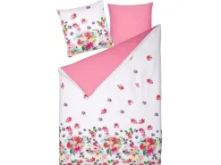 Conjunto De Capa De Edredao Em Algodao Acetinado Branco E Rosa 155 X 220 Cm Larynhill