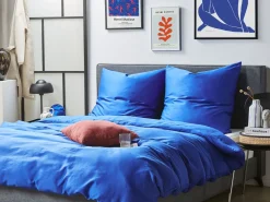 Conjunto De Capas Edredao Em Algodao Acetinado Azul Escuro 220 X 240 Cm Harmonridge