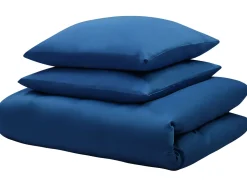 Conjunto De Capas Edredao Em Algodao Acetinado Azul Escuro 220 X 240 Cm Harmonridge