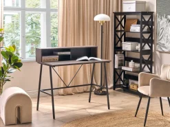 Conjunto De Escritorio Em Madeira Escura E Preto Foster/Harison