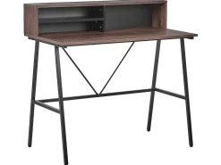 Conjunto De Escritorio Em Madeira Escura E Preto Foster/Harison