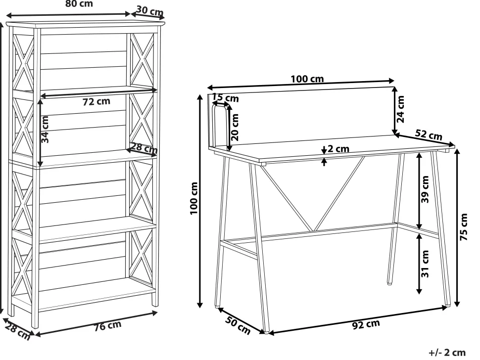 Conjunto De Escritorio Em Madeira Escura E Preto Foster/Hastings