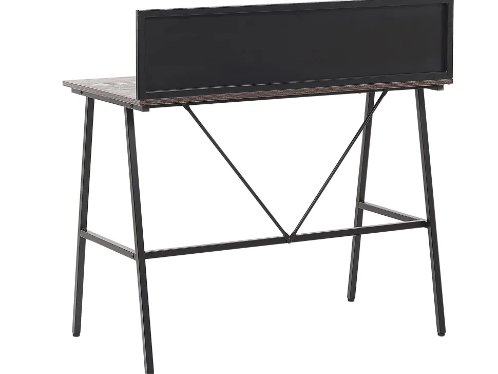 Conjunto De Escritorio Em Madeira Escura E Preto Foster/Hastings