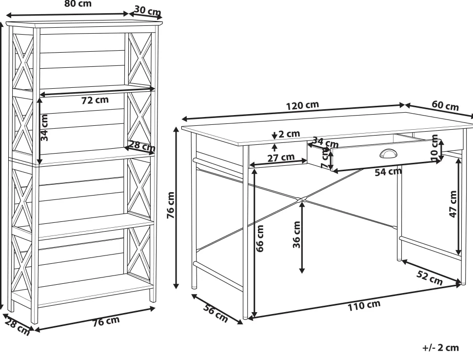 Conjunto De Escritorio Em Madeira Escura E Preto Foster/Casco