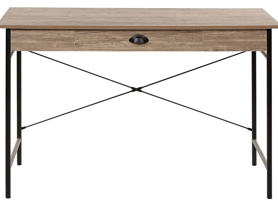 Conjunto De Escritorio Em Madeira Escura E Preto Foster/Casco