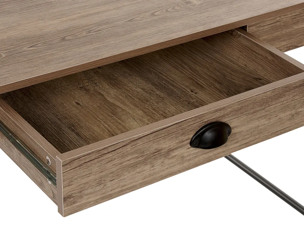 Conjunto De Escritorio Em Madeira Escura E Preto Foster/Casco