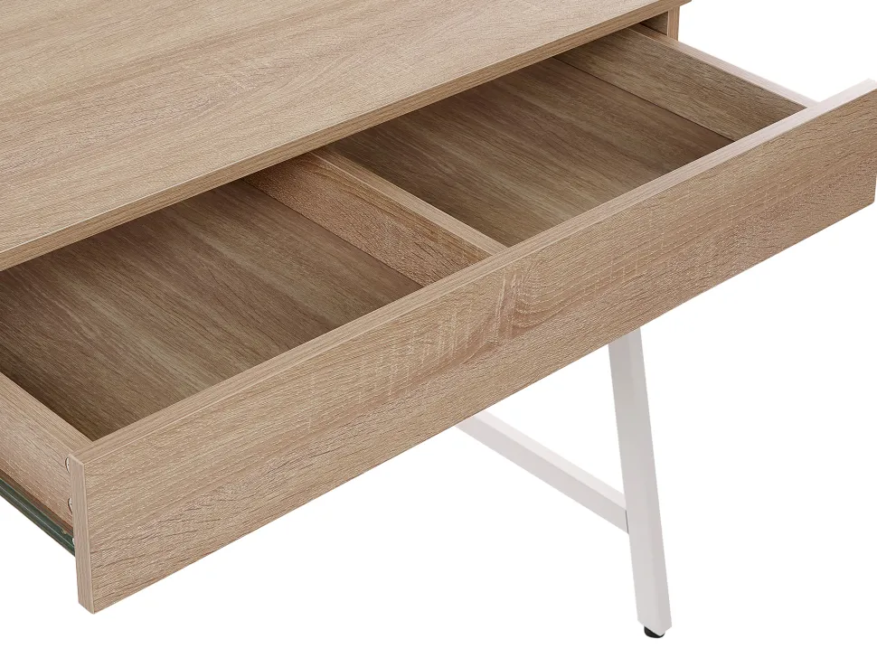 Conjunto De Escritorio Em Branco E Madeira Clara Foster/Carter