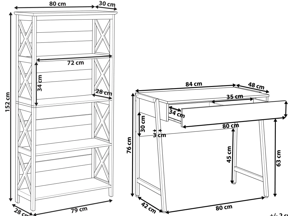 Conjunto De Escritorio Em Branco E Madeira Clara Foster/Carter