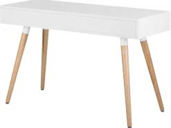 Conjunto De Escritorio Em Branco E Madeira Clara Escalante/Frisco