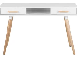 Conjunto De Escritorio Em Branco E Madeira Clara Escalante/Frisco