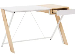 Conjunto De Escritorio Em Branco E Madeira Clara Jenks/Hamden