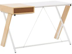 Conjunto De Escritorio Em Branco E Madeira Clara Jenks/Hamden