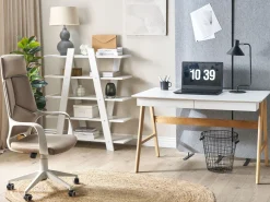 Conjunto De Escritorio Em Branco E Madeira Clara Escalante/Sheslay