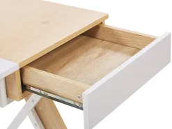 Conjunto De Escritorio Em Branco E Madeira Clara Foster/Hamden