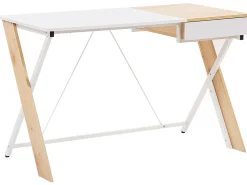 Conjunto De Escritorio Em Branco E Madeira Clara Foster/Hamden