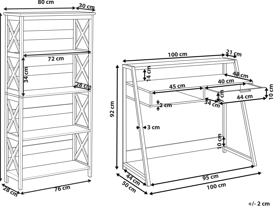 Conjunto De Escritorio Em Madeira Clara E Preto Foster/Calvin