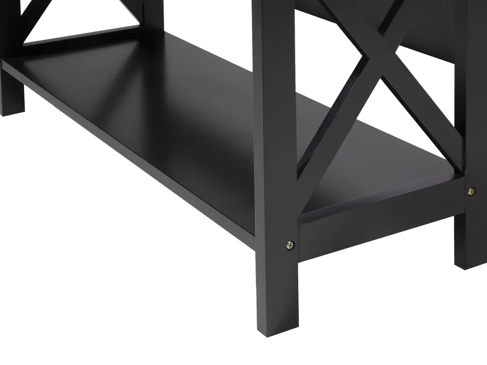 Conjunto De Escritorio Em Madeira Escura E Preto Foster/Harwich