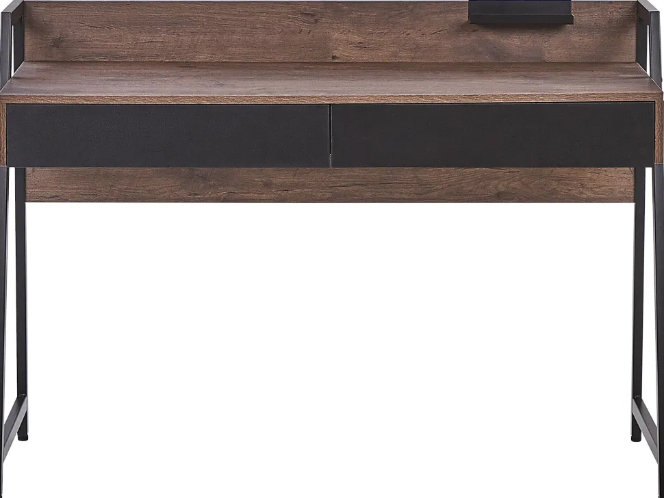 Conjunto De Escritorio Em Madeira Escura E Preto Foster/Harwich