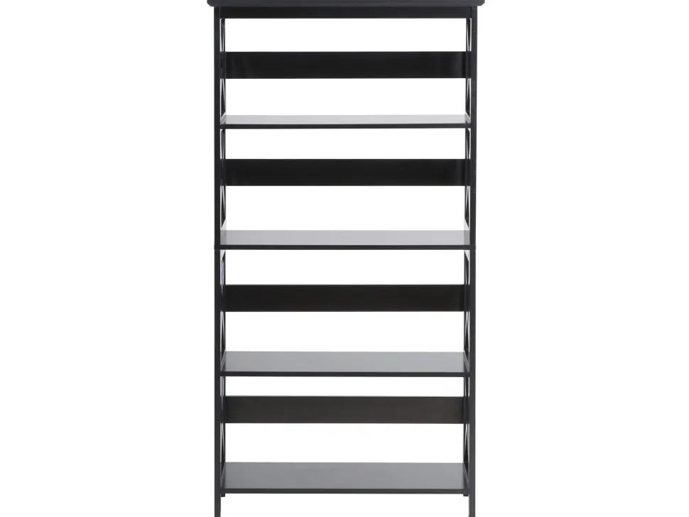 Conjunto De Escritorio Em Madeira Escura E Preto Foster/Harwich