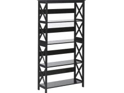 Conjunto De Escritorio Em Madeira Escura E Preto Foster/Harwich