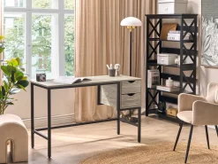 Conjunto De Escritorio Em Madeira Clara E Preto Foster/Grant