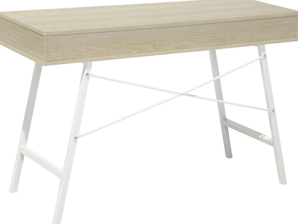 Conjunto De Escritorio Em Branco E Madeira Clara Jenks/Clarita