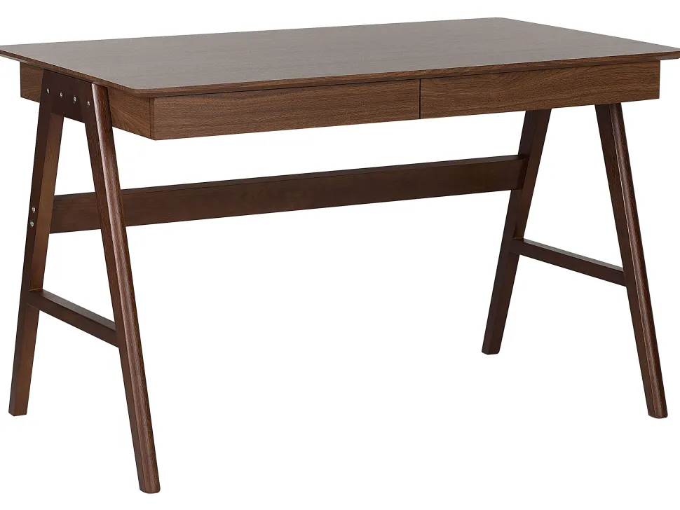 Conjunto De Escritorio Em Madeira Escura E Preto Foster/Sheslay