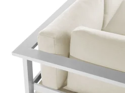 Conjunto De Jardim 5 Lugares Em Aluminio Branco E Almofadas Verdes/Creme A Esquerda Messina