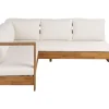 Conjunto De Jardim 5 Lugares Em Madeira De Acacia Branco Creme A Direita Marettimo