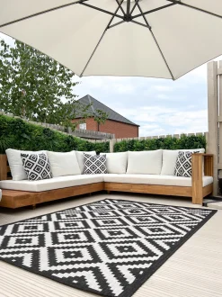 Conjunto De Jardim 5 Lugares Em Madeira De Acacia Branco Creme A Direita Marettimo