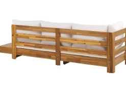 Conjunto De Jardim 5 Lugares Em Madeira De Acacia Branco Creme A Direita Marettimo