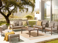 Conjunto De Jardim 7 Lugares Em Madeira De Acacia Castanha Escura Pataja