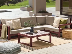 Conjunto De Jardim 4 Lugares Em Madeira De Acacia Vermelha Escura A Esquerda Timor Ii