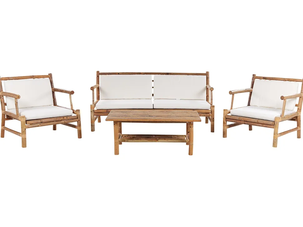 Conjunto De Jardim 4 Lugares Em Madeira Clara De Bambu Riccione