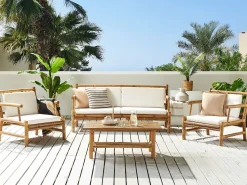 Conjunto De Jardim 4 Lugares Em Madeira Clara De Bambu Riccione