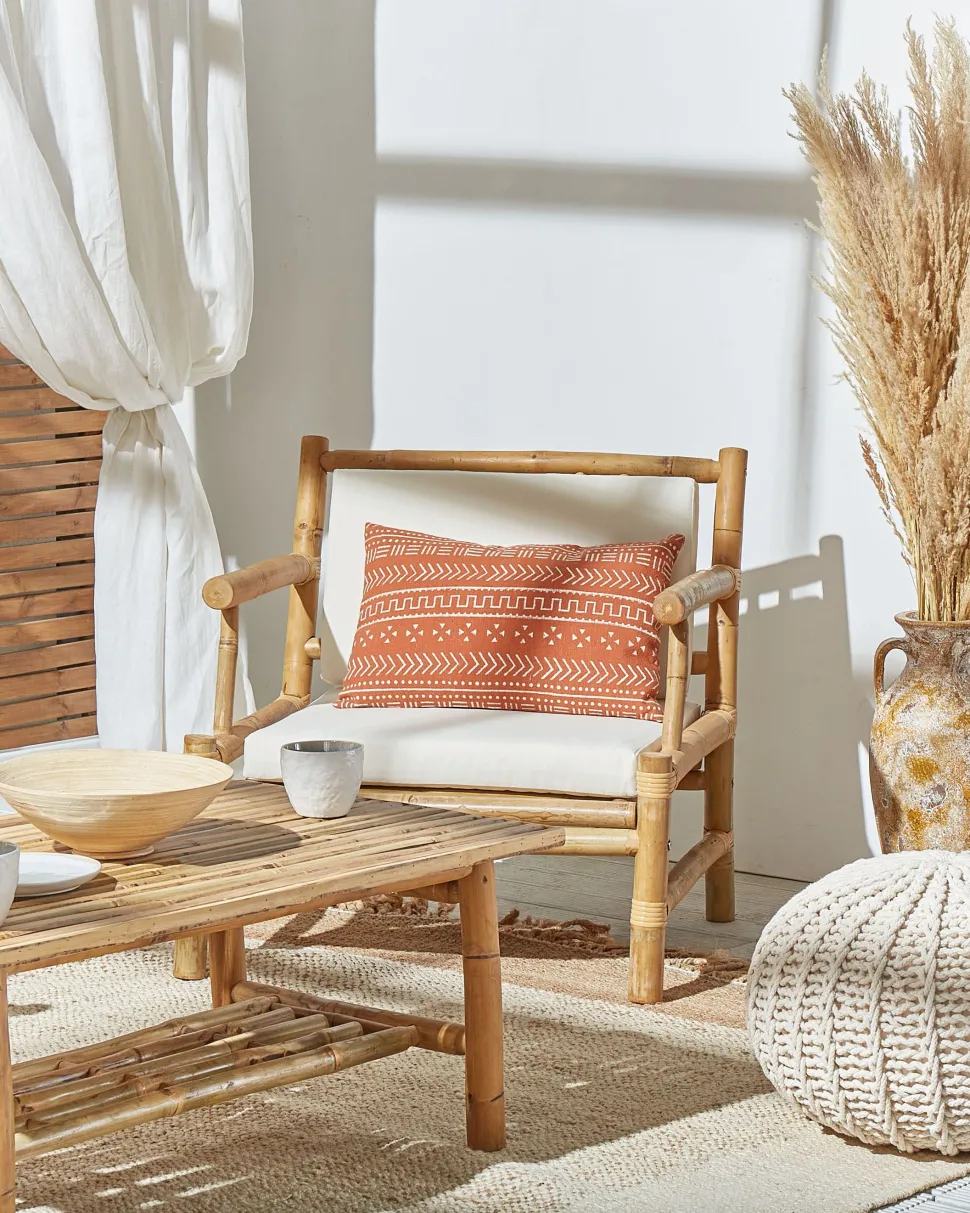 Conjunto De Jardim 4 Lugares Em Madeira Clara De Bambu Riccione