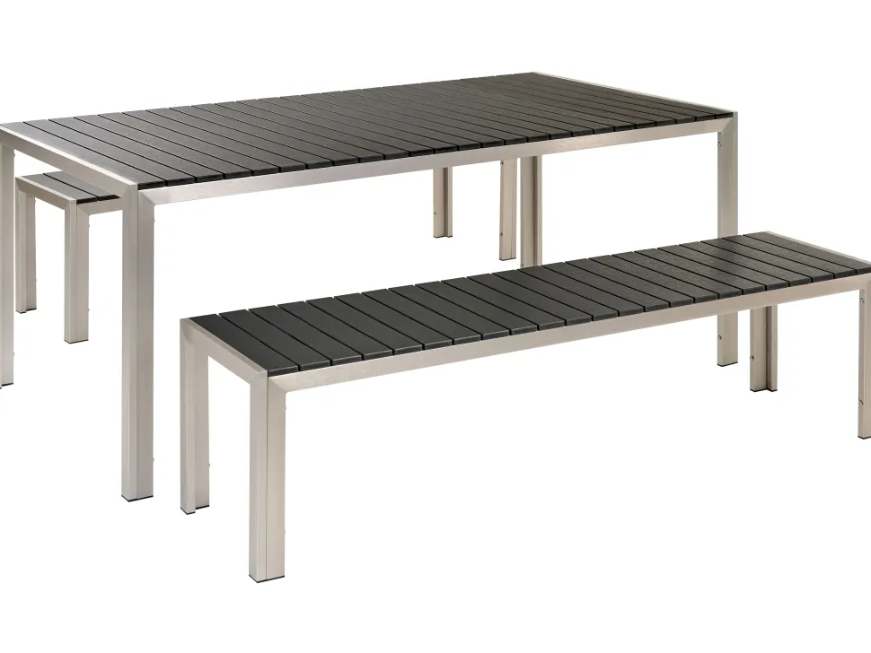 Conjunto De Jardim 6 Lugares Em Aluminio Preto Nardo