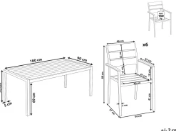 Conjunto De Jardim 6 Lugares Em Aluminio Preto 180 X 90 Cm Vernio