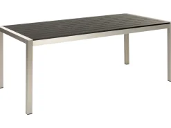 Conjunto De Jardim 6 Lugares Em Aluminio Preto 180 X 90 Cm Vernio
