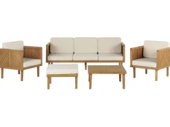 Conjunto De Jardim Com 5 Lugares Em Madeira De Acacia Castanha Clara Baratti
