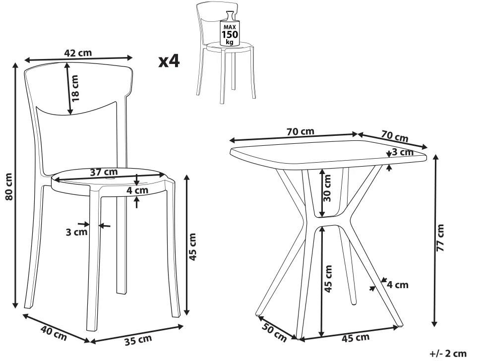 Conjunto De Jardim Com 4 Lugares Branco Sersale/Vieste