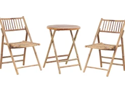 Conjunto De Jardim Com 2 Lugares Em Bambu Castanho Claro E Branco Savalletri