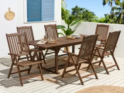 Conjunto De Jardim Com 6 Lugares Em Madeira Escura De Acacia Amantea