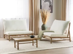 Conjunto De Jardim Com 2 Lugares Em Bambu Claro E Branco Todi