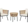 Conjunto De Jardim Com 2 Lugares Em Rattan Natural E Branco Gargano