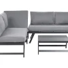 Conjunto De Jardim Com 5 Lugares Em Aluminio Preto Com Almofadas Cinzentas Coccorino