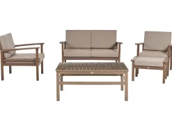 Conjunto De Jardim De 4 Lugares Em Madeira De Acacia Escura Manila